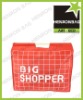 red promotional wood handle tote bag