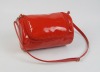 red pu leather ladies cosmetic bag make up handbag