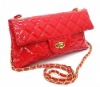 red quilted clutch bag