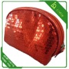 red satin promotional sequined cosmetic bag