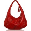 red studded hobo shoulder bag