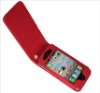 red up and down opening leather cover for iphone 4s