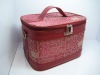 red zipper rolling cosmetic case