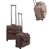 rolling brown luggage stand carry on