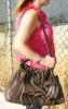 rose flower lady's genuine leather fashion handbag