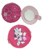 round portable cosmetic bag with mirror