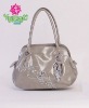 shining pu handbag with flower pattern