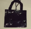 shiny leather tote bag with lacing