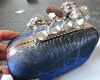 shiny navy clutch box skull head evening bag fashion party bags