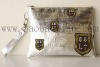 silvery soft pu leather cosmetic bag
