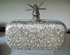 small MOQ hard case clutch bags satin evening bag/box clutch with new handle