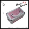 small size two layer aluminum cosmetic box pink color