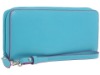 smooth leather aqua wallets ladies