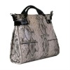 snake skin print oversized hand-held tote bag