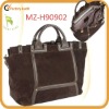 soft suede handbag with full grain leather trim