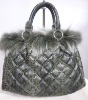 special design ladies pu handbag with fur