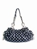 spoted printed hobo bag gathered opening