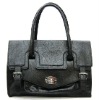 square shape ladies' handbag with turn lock closure