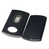 stainless steel id card holder with leather