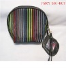 stripe mesh cosmetic bag with mirror
