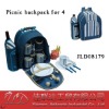 stripe white Picnic backpack for 4 person