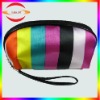 striped satin design cosmetic makeup bag