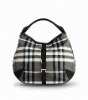 stylish single handle plaid canvas handbag