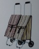 supermarket two wheel 600d stripe foldable shopping trolley bag