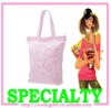 sweet full pink print canvas young ladies bag