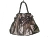 tote bag with metal color , shining leather handbag
