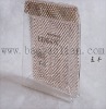 transparent pvc cosmetic bag with golden organza