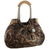 trendy leopard print handbag with genuine leather trim