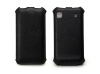 vertical twill leather case for samsung mobile phone with magnetic snaps