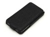 vertical twill pu and real leather case for iphone4 mobile phone with magnetic snaps
