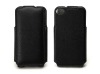 vertical twill real leather case for iphone4 mobile phone with magnetic snaps