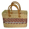 water hyacinth bag with leather handles