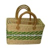 water hyacinth bag with leather handles