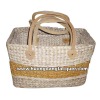 water hyacinth bag with leather handles