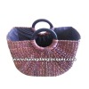 water hyacinth bag with leather handles, women's handbags, handmade bamboo handbag, fashion handbag, ladies' bamboo handbag.