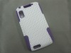 white and purple  mesh combo case  for Motorola MB860 Atrix,made by pc and silicone