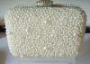 white beaded hard case clutch