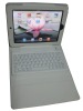 white leather case with wired keyboard for ipad