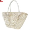 white summer natural straw bag