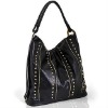 women black handbag with rivet