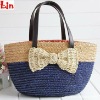 women blue wheat straw bag