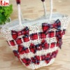 women red natural straw bag