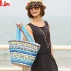 women's blue straw bag