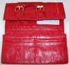 women's red leather wallet