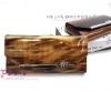 wood grain genuine long leather wallet with multilayer purse