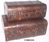 wooden & leather suitcase (wooden craft)(wooden box)